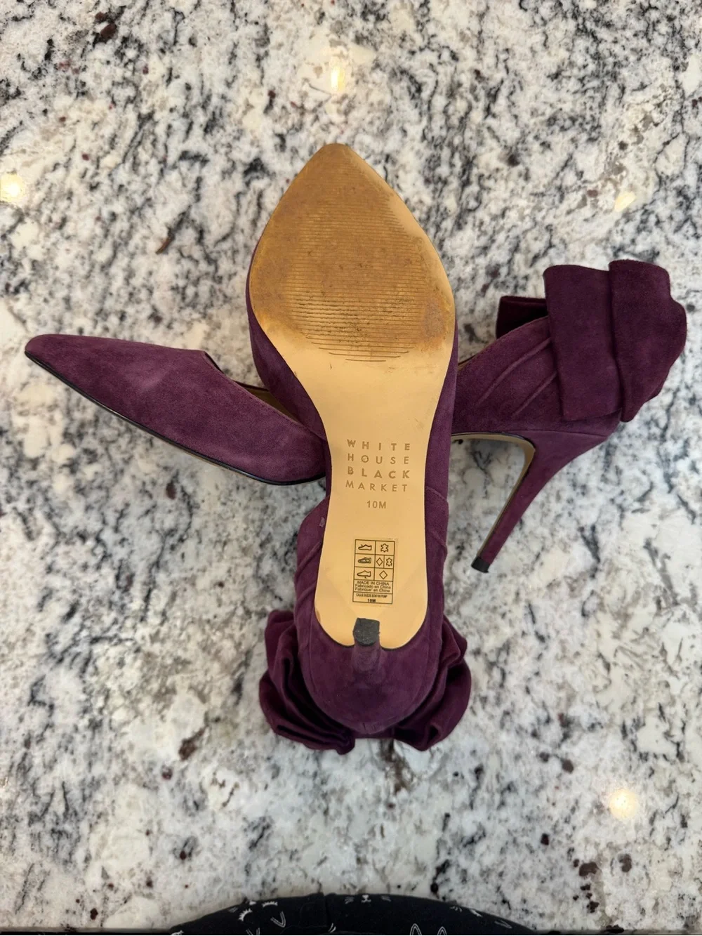 White House Black Market Purple Suede Bow Heels Pumps Size 10